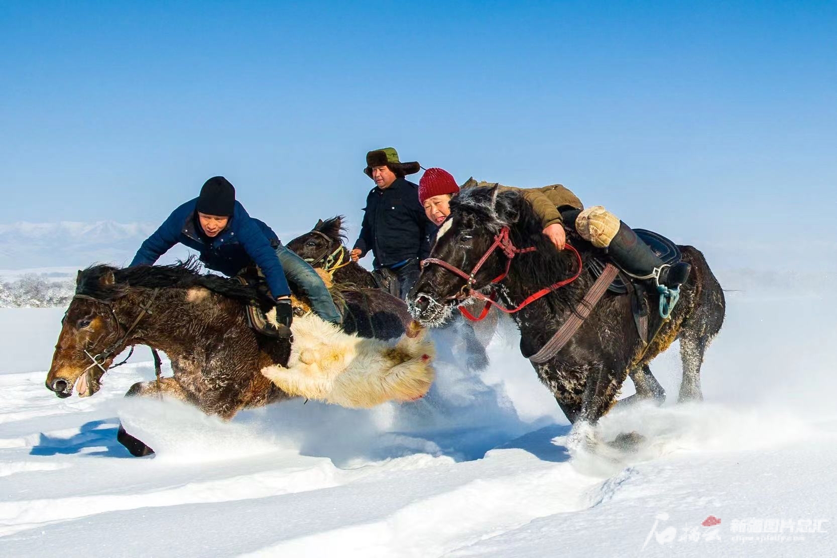 伊犁哈薩克自治州將冰雪休閑旅游與刁羊、賽馬等民俗活動相集合，打造民俗冰雪休閑游。秦杰攝